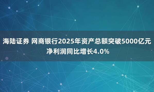 海陆证券 网商银行2025年资产总额突破5000亿元 净利润同比增长4.0%