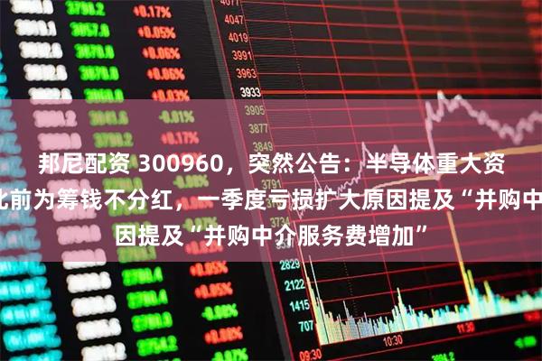 邦尼配资 300960，突然公告：半导体重大资产重组终止！此前为筹钱不分红，一季度亏损扩大原因提及“并购中介服务费增加”